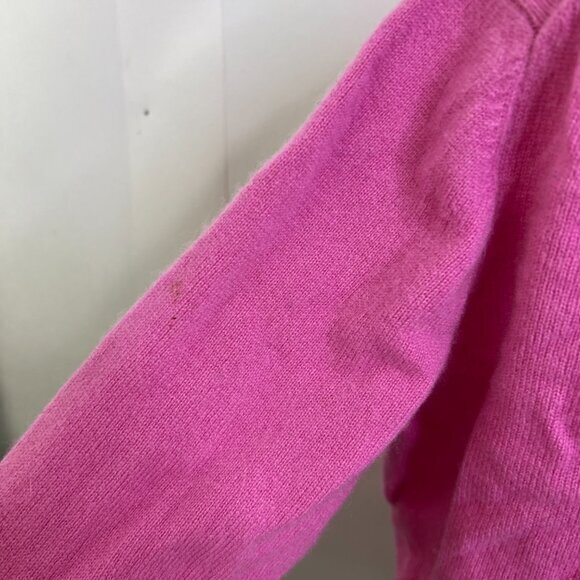 Hanna Andersson Sweater M Pink 100% Cashmere V-neck Long Sleeve Solid Barbiecore - Picture 10 of 13